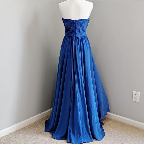 Sweetheart Royal Blue Sweetheart Neck Straplees Chiffon Formal Grown Dress Ss 6 - Picture 7 of 8